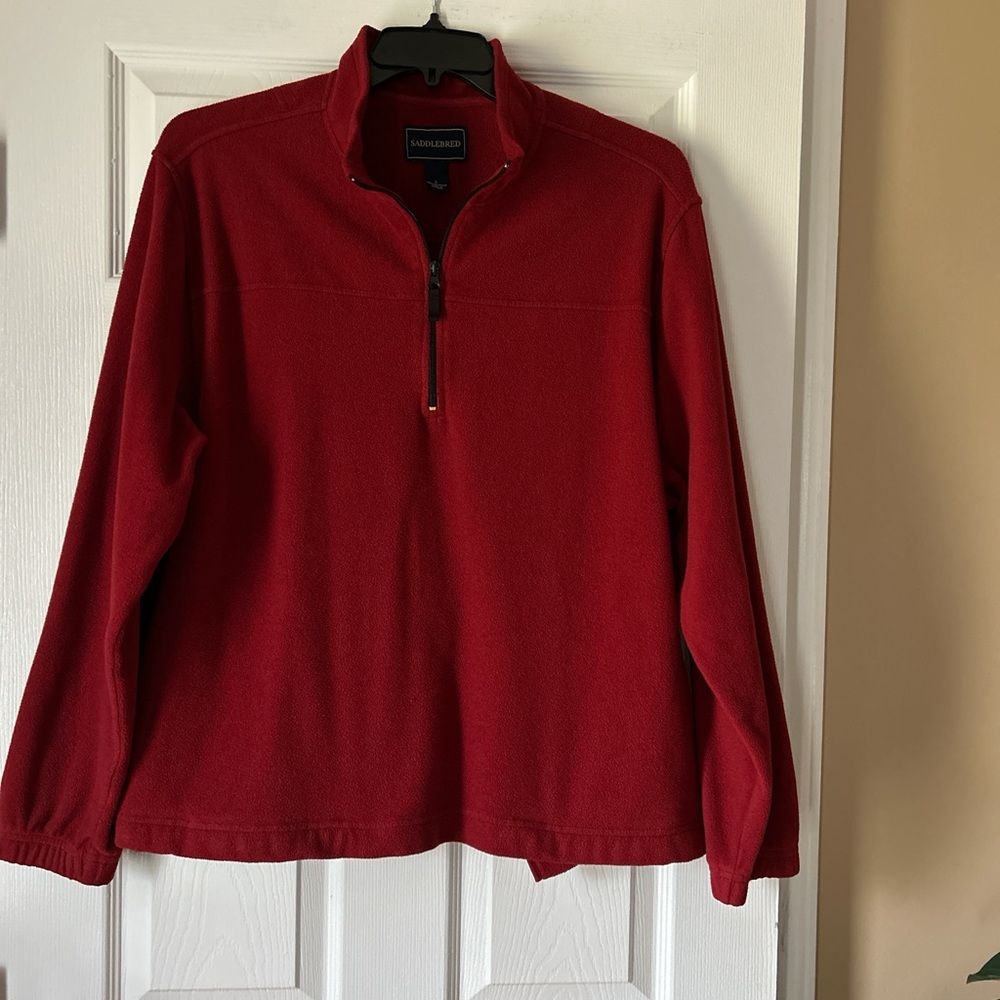 Saddlebred Men's Bold Red Zip-Up Fleece Polar Sweater ~ 100% Polyester ~ Size L